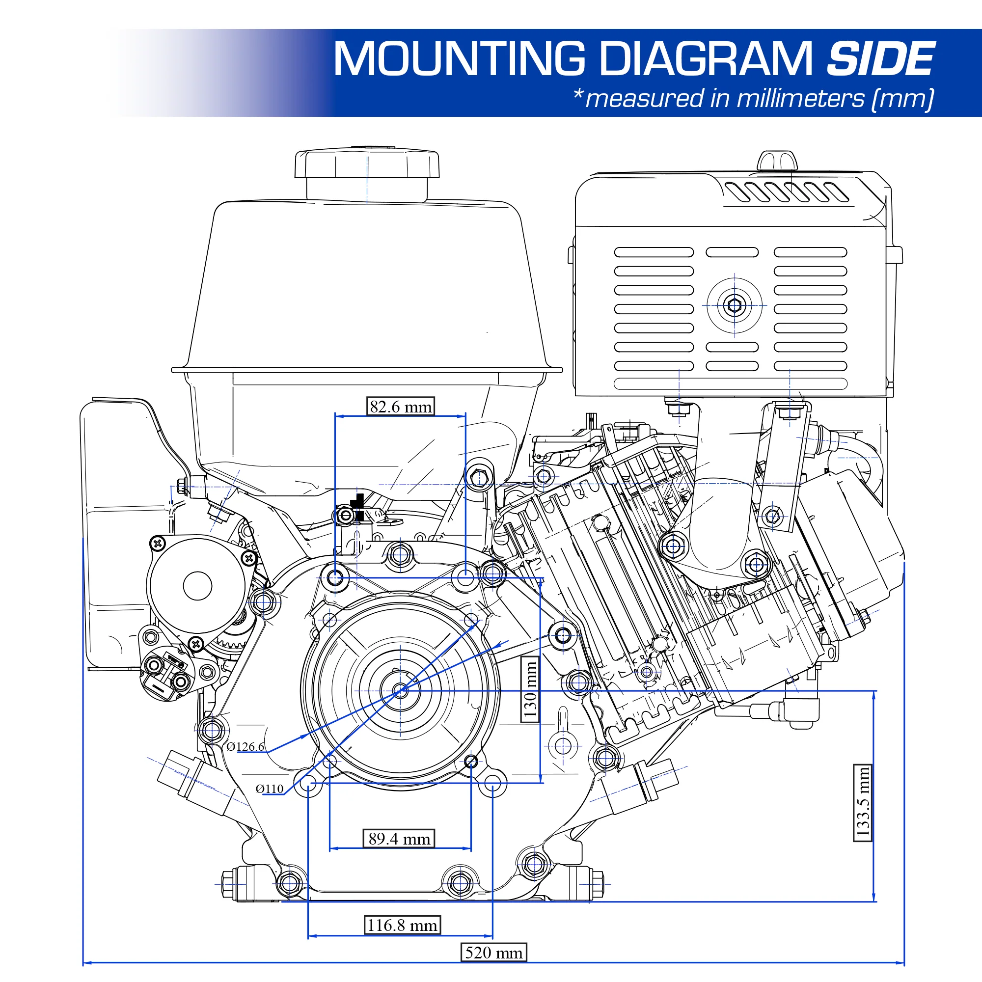 500cc 1-Inch Shaft Recoil Start Gasoline Engine - Image 13