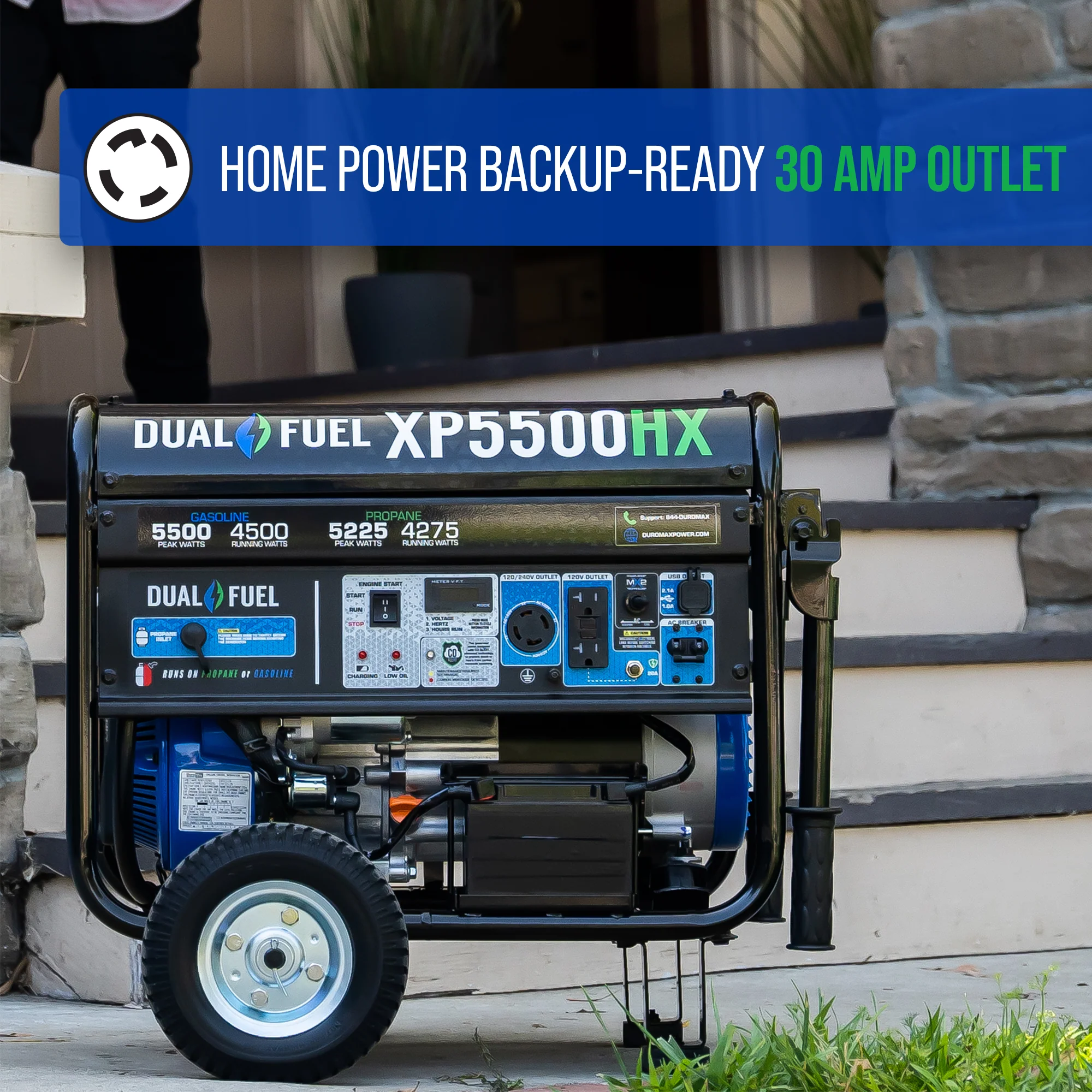 5,500 Watt Dual Fuel Portable HX Generator w/ CO Alert - Image 8