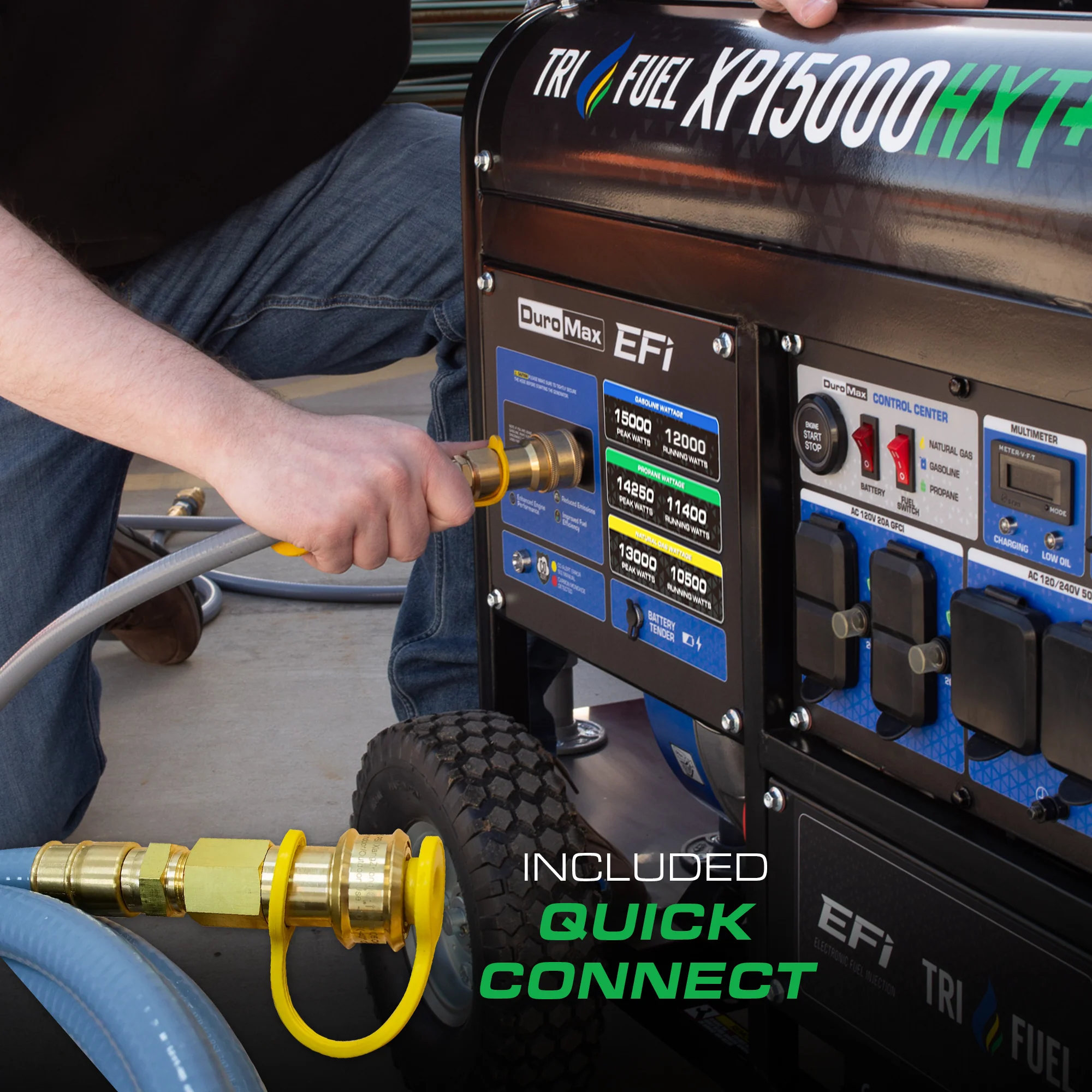 15,000 Watt Electric Start Tri Fuel EFI Portable Generator - Image 13