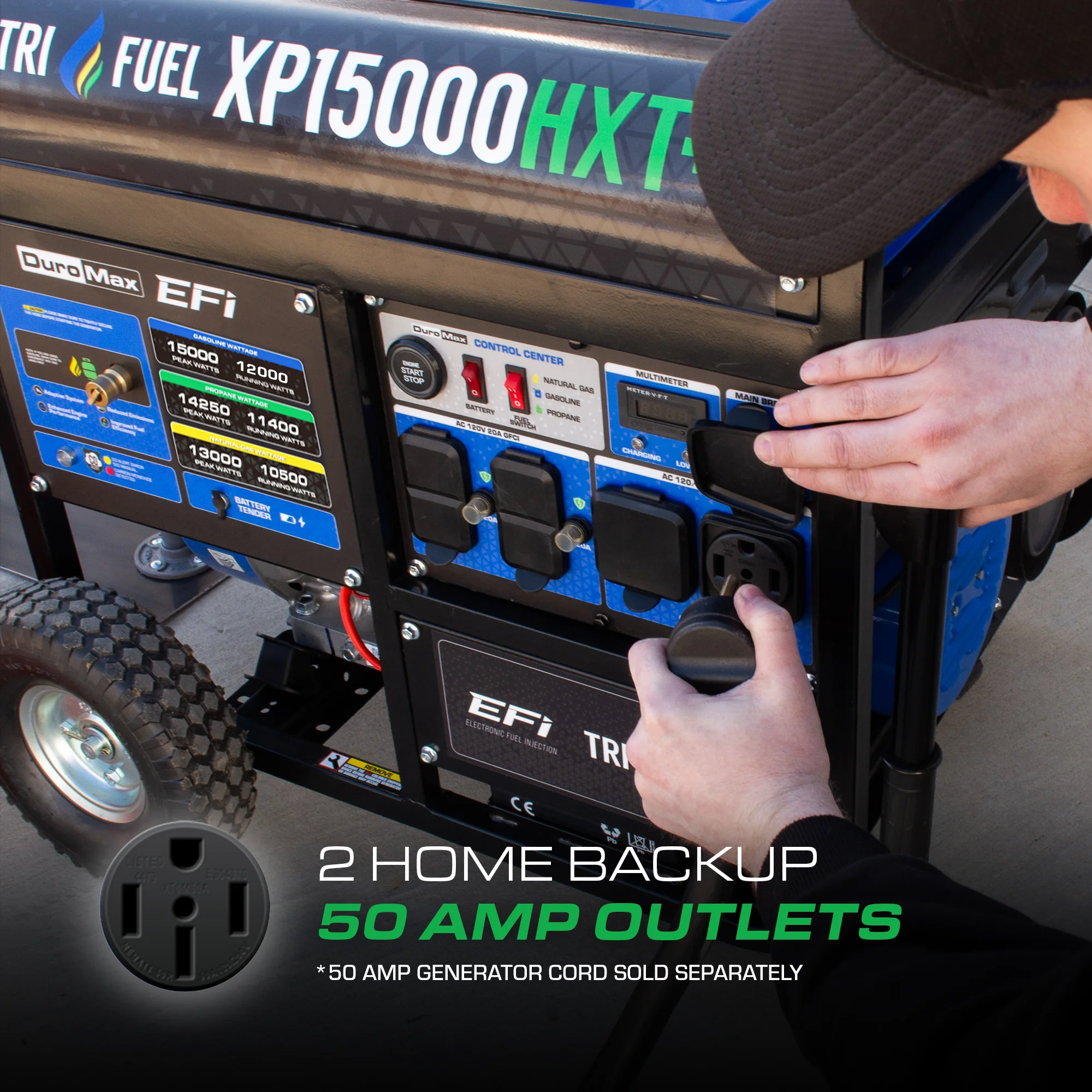 15,000 Watt Electric Start Tri Fuel EFI Portable Generator - Image 5