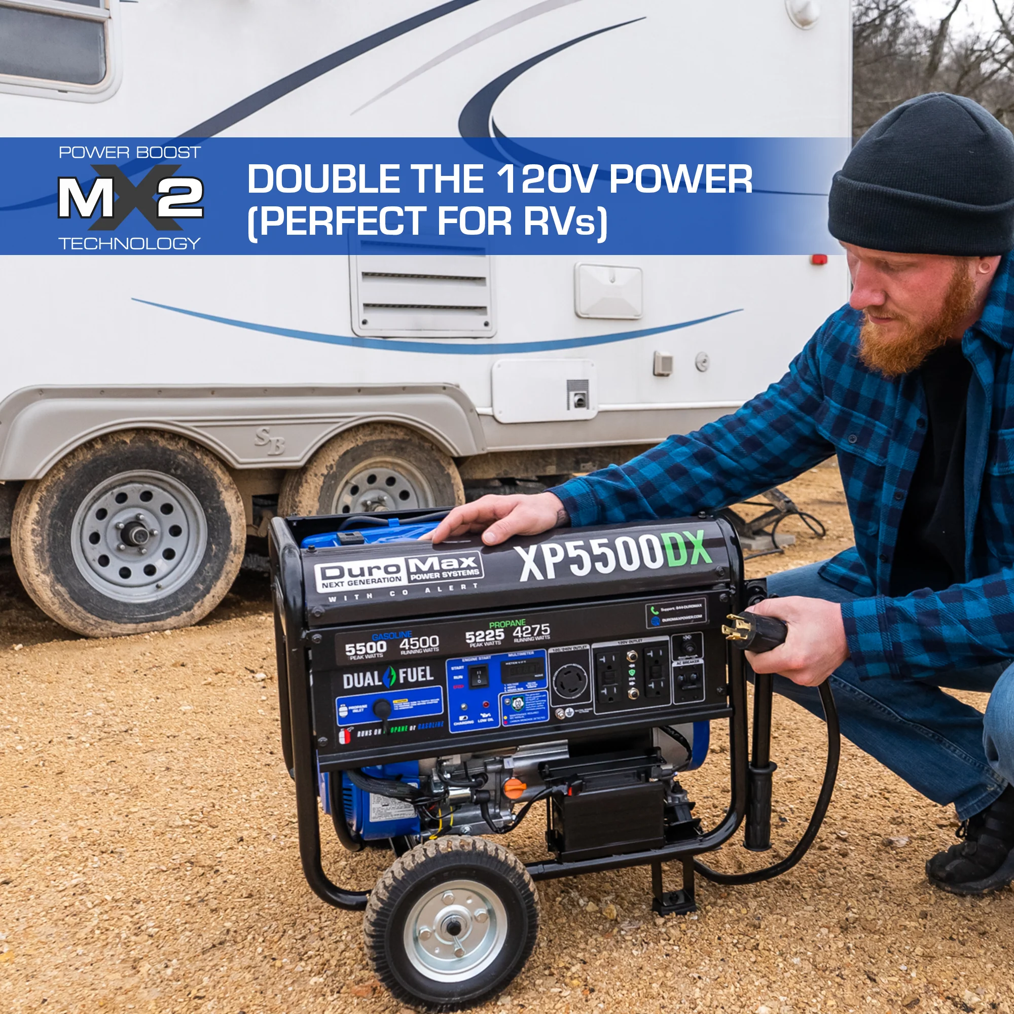 5,500 Watt Dual Fuel Portable Generator w/ CO Alert - Image 3