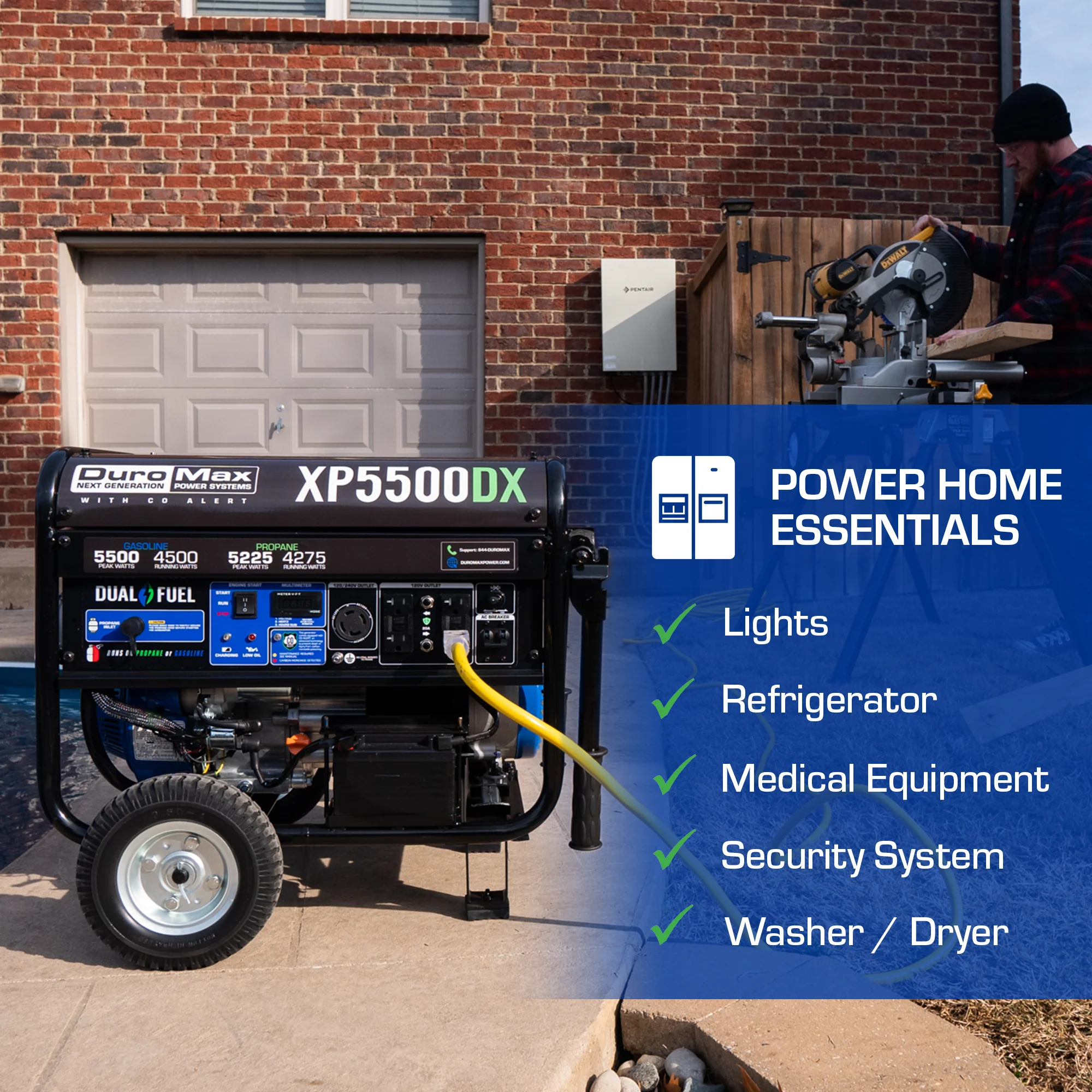 5,500 Watt Dual Fuel Portable Generator w/ CO Alert - Image 8