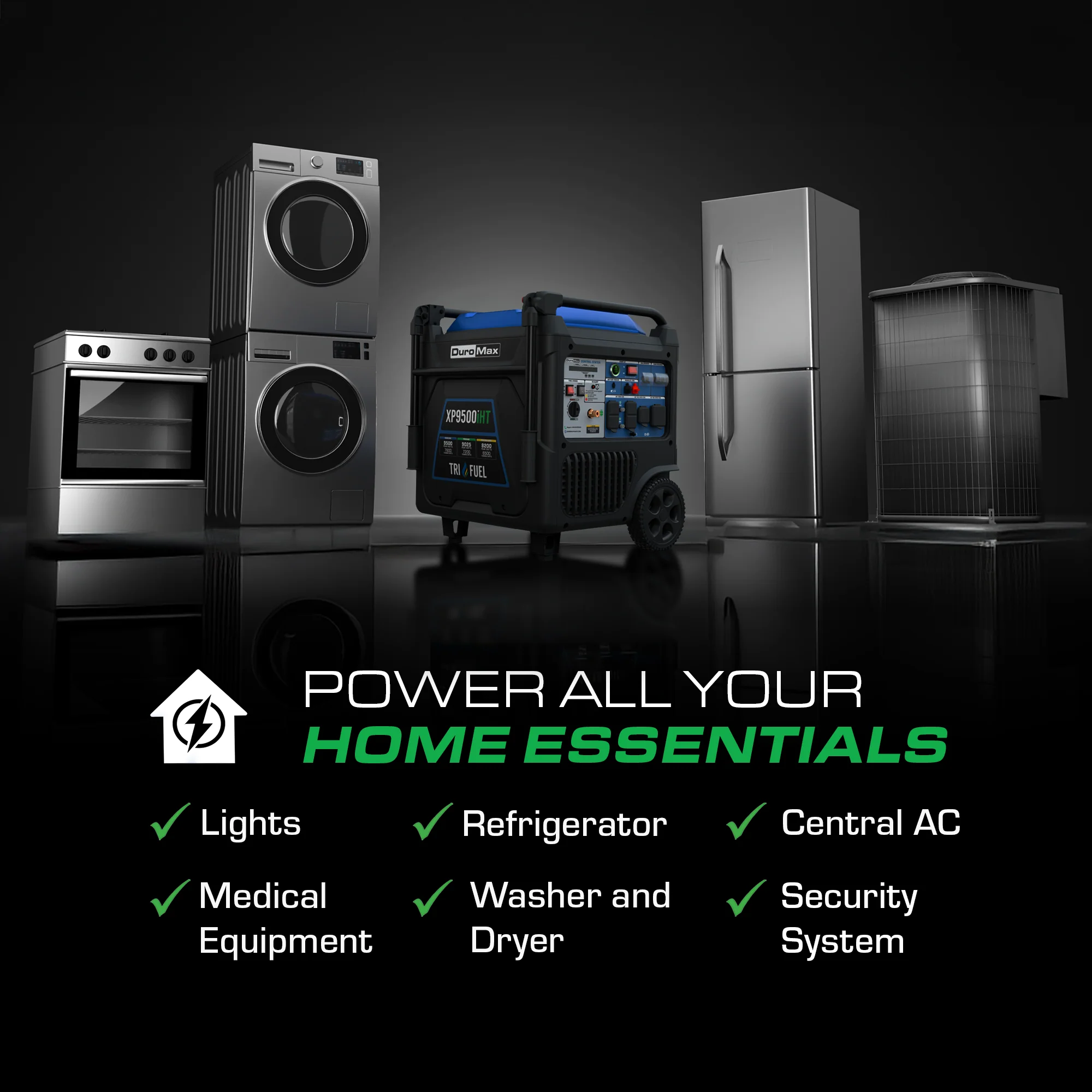 9,500 Watt Portable Tri Fuel Inverter Generator - Quiet, Low THD - Image 6