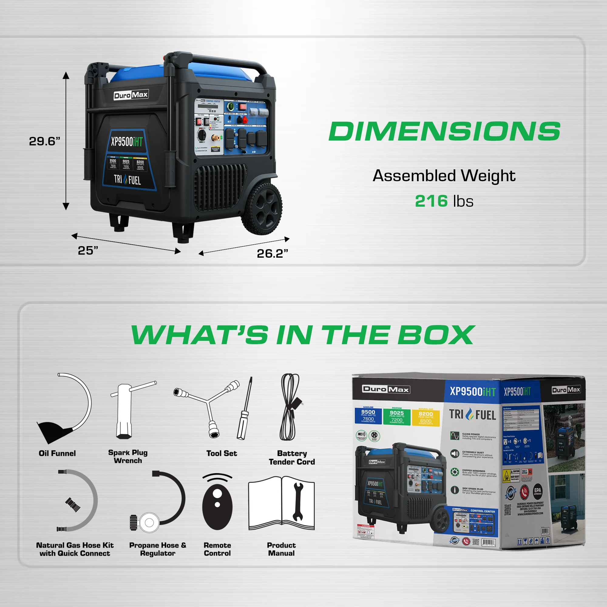 9,500 Watt Portable Tri Fuel Inverter Generator - Quiet, Low THD - Image 8