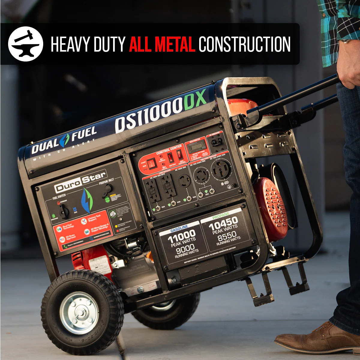 11,000 Watt Dual Fuel Portable Generator w/ CO Alert - Image 9